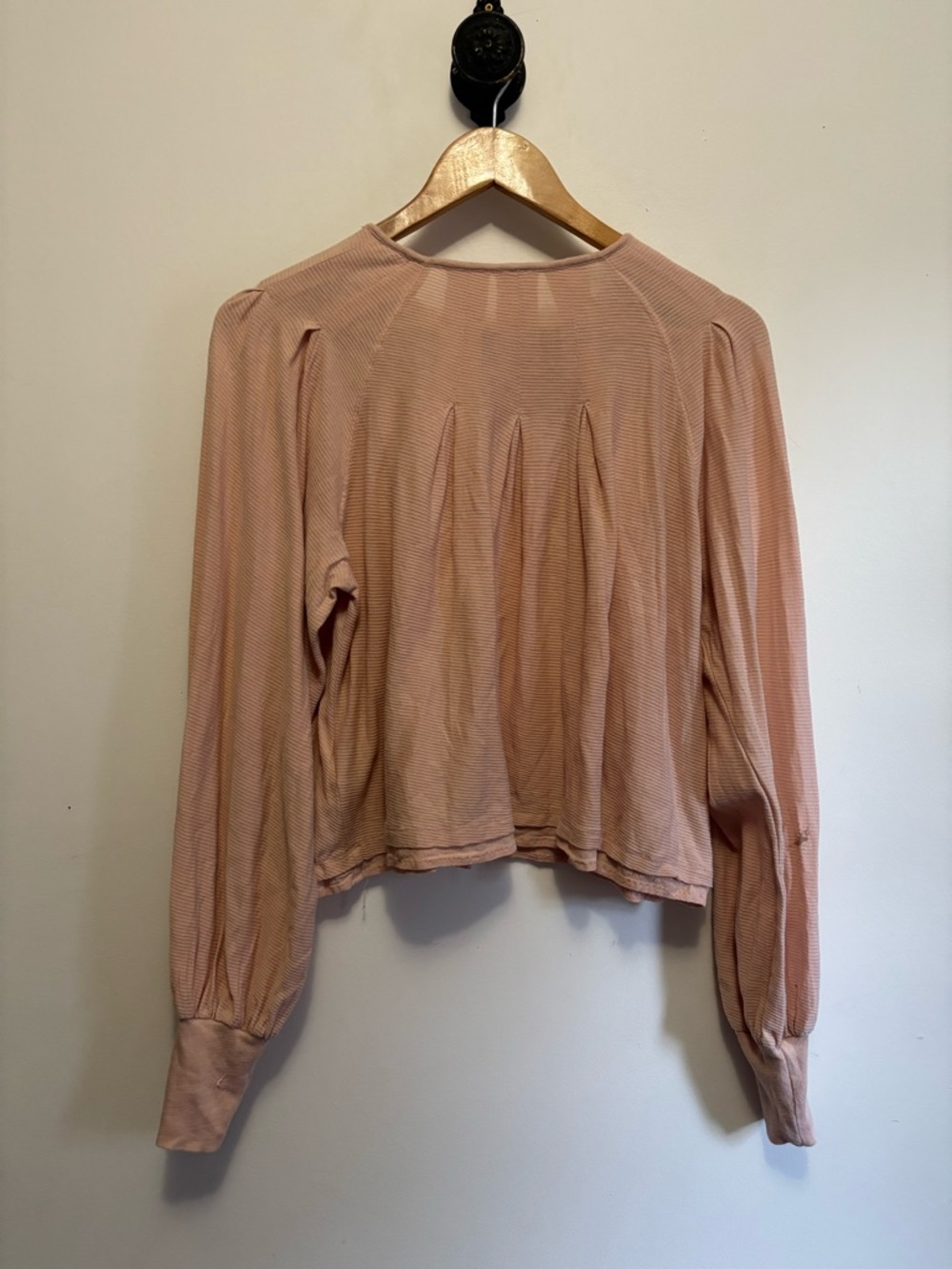 Free People Soft Blush Pink Balloon Sleeve Crew Sweater - Picture 3 of 4